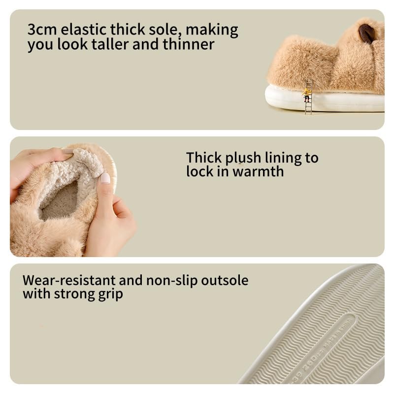Capybara Slippers for Women Men, Home Couple Plush Warm Slippers, Cute Warm Thick Capybara Slippers for Winter2