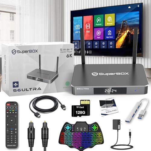 BNTLCV S.6 Bo.x U.l.t.ra 2025 with Super Storage 4G + 128G, USB Hub, 128G TF Card, Voice Remote, Audio Cable, Keyboard, HD Cord and Others -  S6UU