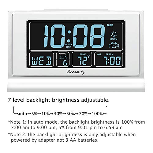 image for DreamSky Alarm Clocks for Bedrooms with Battery Backup, Auto Set Digit