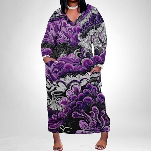 Image of Womens African Dresses Sexy Casual T-Shirt Dresses Long Sleeve Oversized Baggy Summer Sundress
