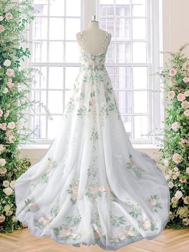 Dexinyuan Lace Wedding Dresses for Bride 2025 Flower Embroidery Tulle Bridal Dresses with Train3