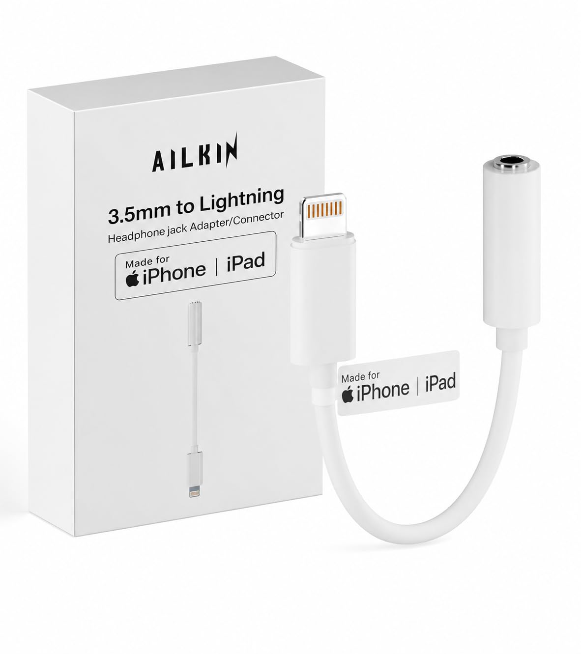 Basesailor Lightning to 3.5mm Headphone Adapter | AUX Audio Jack Converter Compatible for iPhone 14/13/12/11/X/8 | Hi-Fi Sound Quality | Durable Metal Design | iOS Compatible-image-18