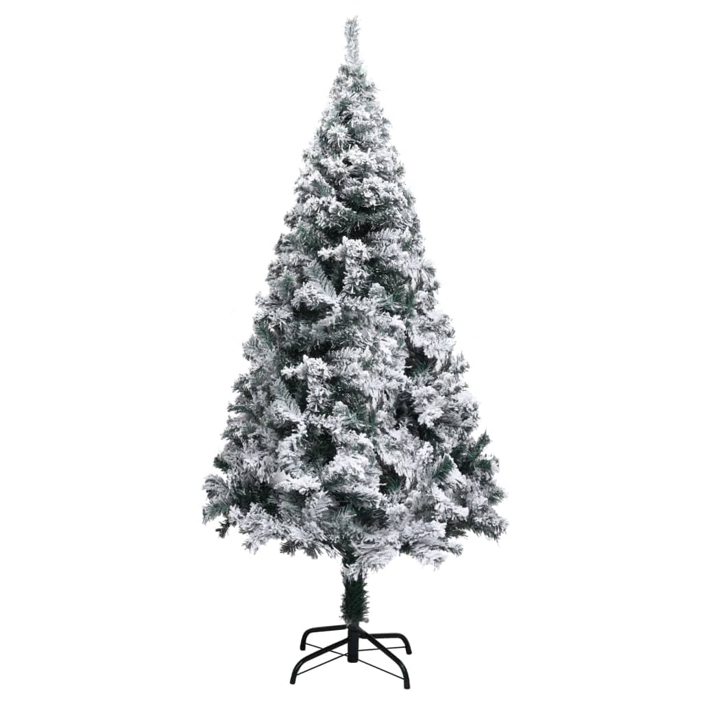 Sapin de Noël artificiel enneigé vert 150 cm PVC avec support en métal