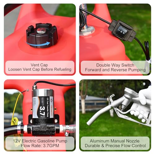 Image of FMCNMech 32 Gallon Fuel Caddy with 12V Electric Pump, Forward & Reverse Flow, Portable Fuel Transfer Tank for Gasoline, Diesel & Kerosene, Ideal for Lawn Mowers, Tractors, Skid Steers, and Jobsite Equipment