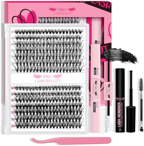 𝑷𝑹𝑶 DIY Lash Extension Kit 280Pcs Lash Clusters Eyelash Extension Kit with Lash Bond and Seal Lash Applicator Individual Lashes Kit Eyelash Brush DIY Various Styles Easy to Apply at Home(30D+40D-9-16mix Kit)