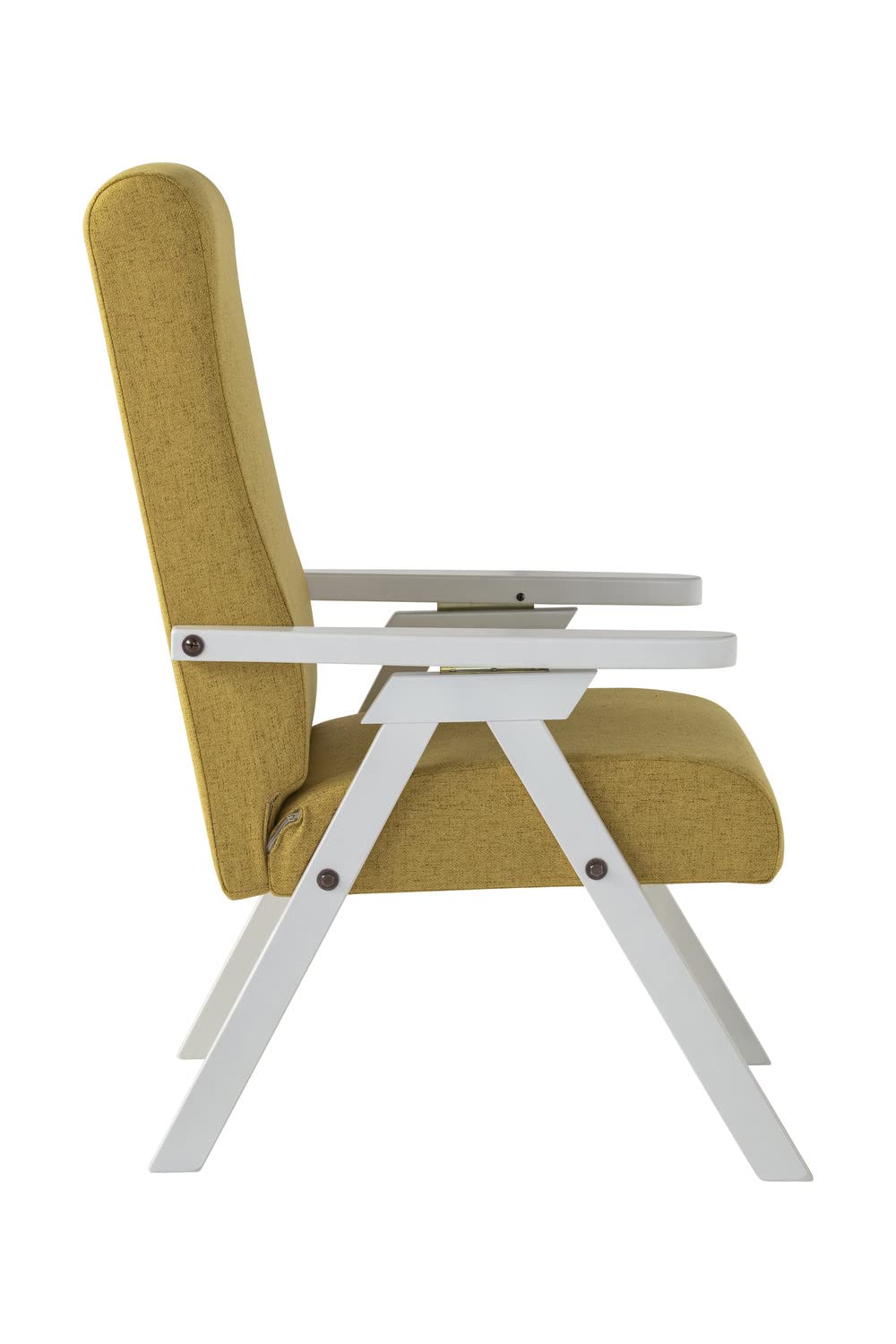 ESSEGI Fauteuil en Bois FIAMMETTA SRL Relax inclinable Laqué Blanc Tissu Jaune Moutarde Déhoussable