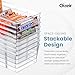 Oizeir Clear Pantry Organizer Bins 4-Pack - Fridge Organizer with 3 Removable Dividers - Kitchen Pantry Organizers & Storage - Storage Cabinet Snack