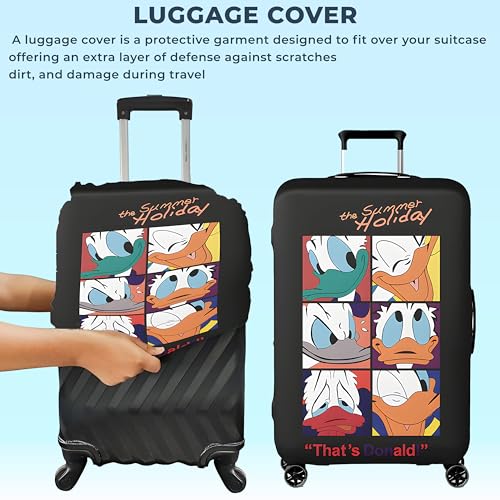 Image of Kraptick Printed Luggage Cover - Suitcase Cover with Double Opening Design, Travel Suitcase Cover for Protection, Protective Elastic Trolley Cover, Travel Bag Cover with Duck Printed Design (Large)