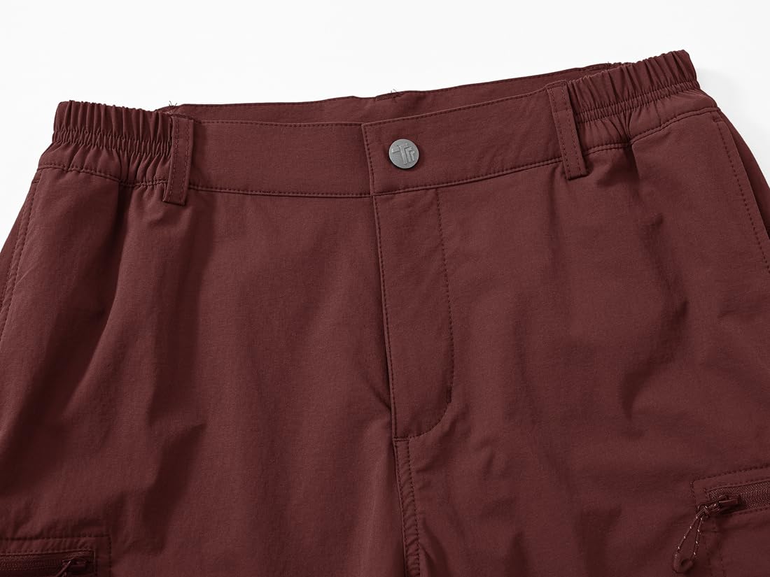 donhobo Short pour femme - Léger - Séchage rapide - Respirant - Pour la randonnée, le sport - Pour l'été - Pour les loisirs, rouge bordeaux, L