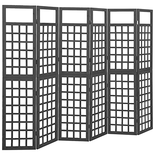 Homgoday Biombo/Enrejado de 6 Paneles Madera de Abeto Negro 242,5x180 cm