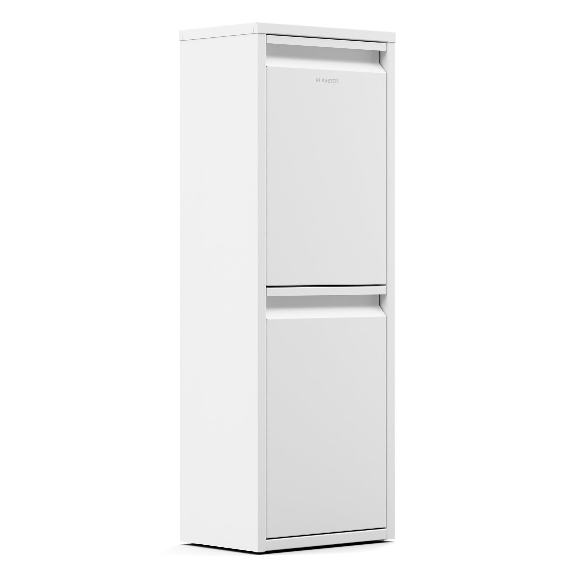 KLARSTEIN Dual-Compartment Trash Can - 36L Wall-Mounted Kitchen Bin, 2x18L Compartments, Stainless Steel, Space-Saving Design, Separate Doors, Includes Mounting Material, White