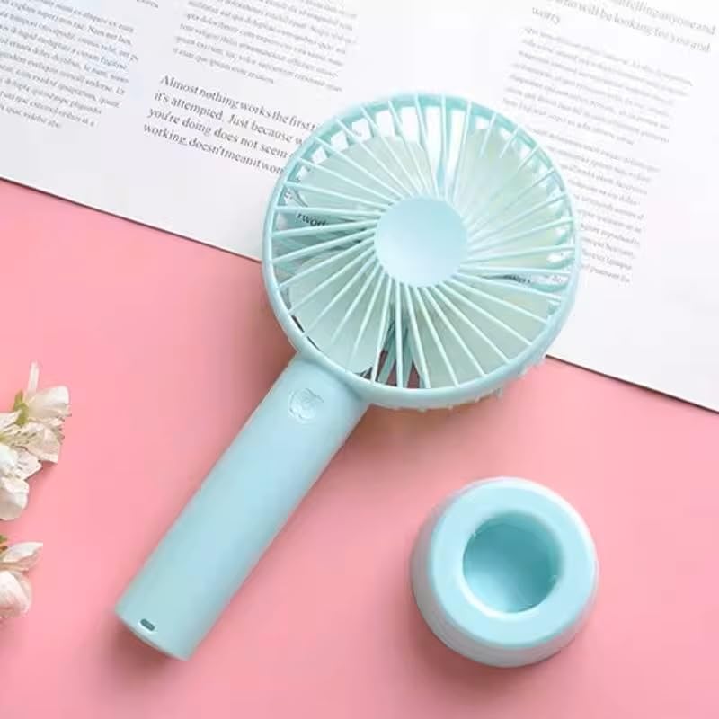 Desidiya® Portable Handheld Mini Fan N9 with Stand - USB/Battery Rechargeable, High-Speed Airflow for Desk, Home & Office | Blue | Desk Fan, Rechargeable Fan