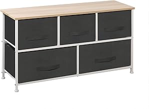 SogesGame Fabric Dresser with 5 Drawers, Wide Dresser Storage Tower, Fabric Chest of Drawers with Easy Pull Fabric Bins, Storage Organizer Unit for Bedroom Nursery Bedside Entryway Hallway, Grey