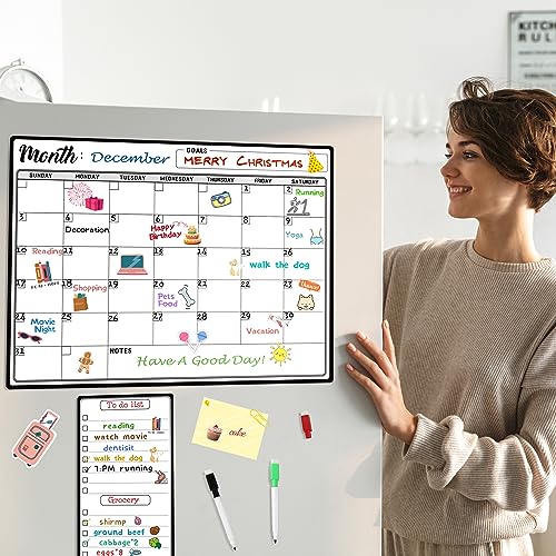 Magnetic Dry Erase Refrigerator Calendar with Markers - 15\" x 11\" Monthly Fridge Calendar and Today List, Fridge Whiteboard with Back Magnet - Thumbnail 7