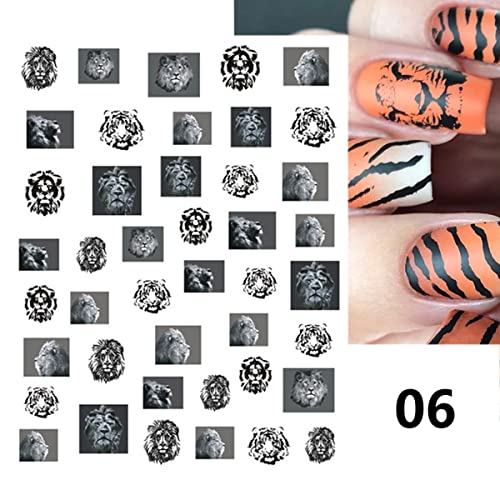 Leopard Nail Stickers For Nail Art, Designer Nail Decals 3D Self-Adhesive Nail Art Supplies 6Pcs Leopard White Milk Cow Design Nail Art Decals For Acrylic Nails Art Decorations Diy Nail Accessories #TOP6