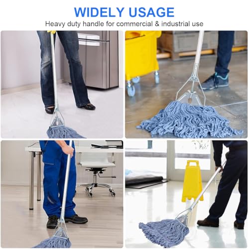 Image of Mop Handle Commercial Heavy Duty - 57 Inch Industrial Metal Clamp Mop Stick Replacement for Floor Cleaning - Professional Mops Head Replacement Holder