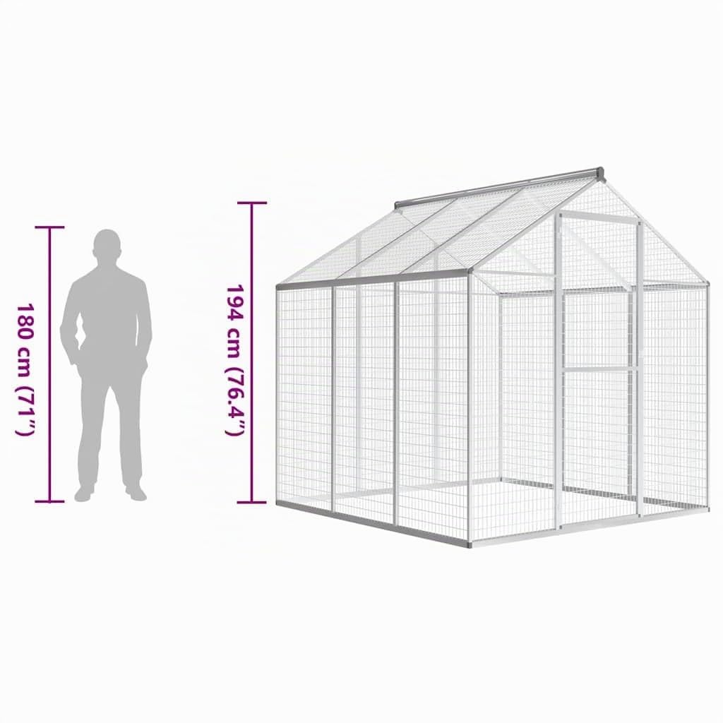 vidaXL Voliera da Giardino Alluminio 183x178x194 cm Uccelliera Gabbia Uccelli