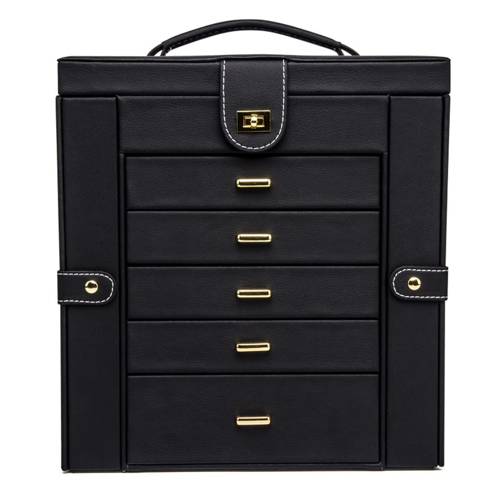 Schmuckbox Schmuckkästchen Schmuckschatulle Große Schmuckkiste 6-Schicht mit 5 Schubladen Pu. Leder Schmuck Organizer Lagerung mit Spiegelschmuck Fall for Frauen Mädchen Geschenk Schmuckkasten Schmuck