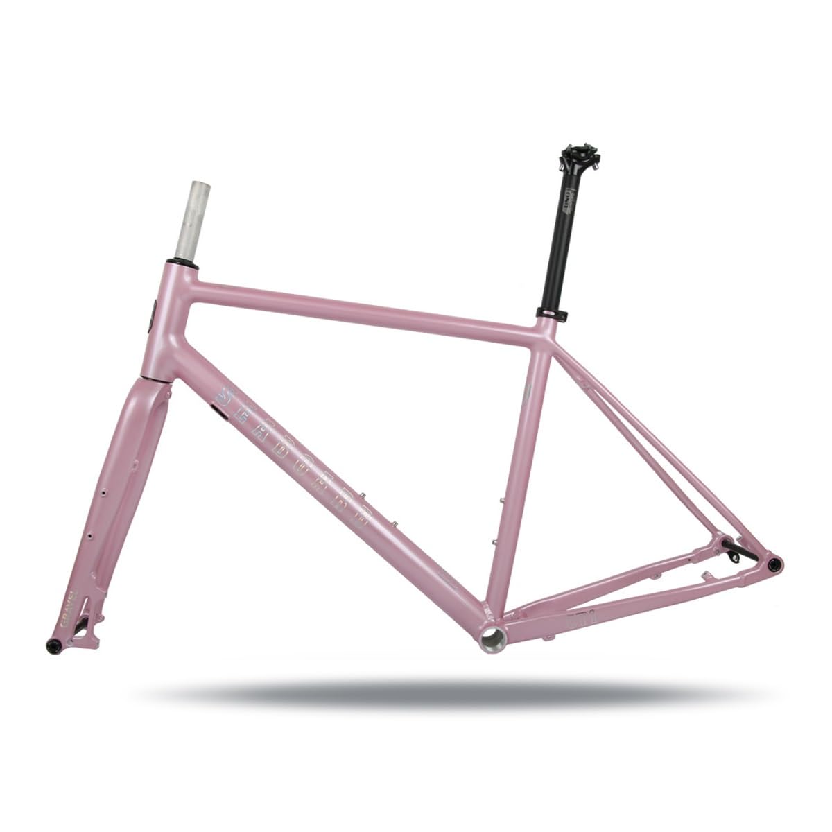 BSFHQS Road Bike Frameset Gravel Bikes Frame 700C Disc Brake Frame Aluminum Alloy Bike Frame 44cm 47cm 50cm 53cm Thru Axle Frame 100/142mm BSA BB68mm(Pink,44cm)