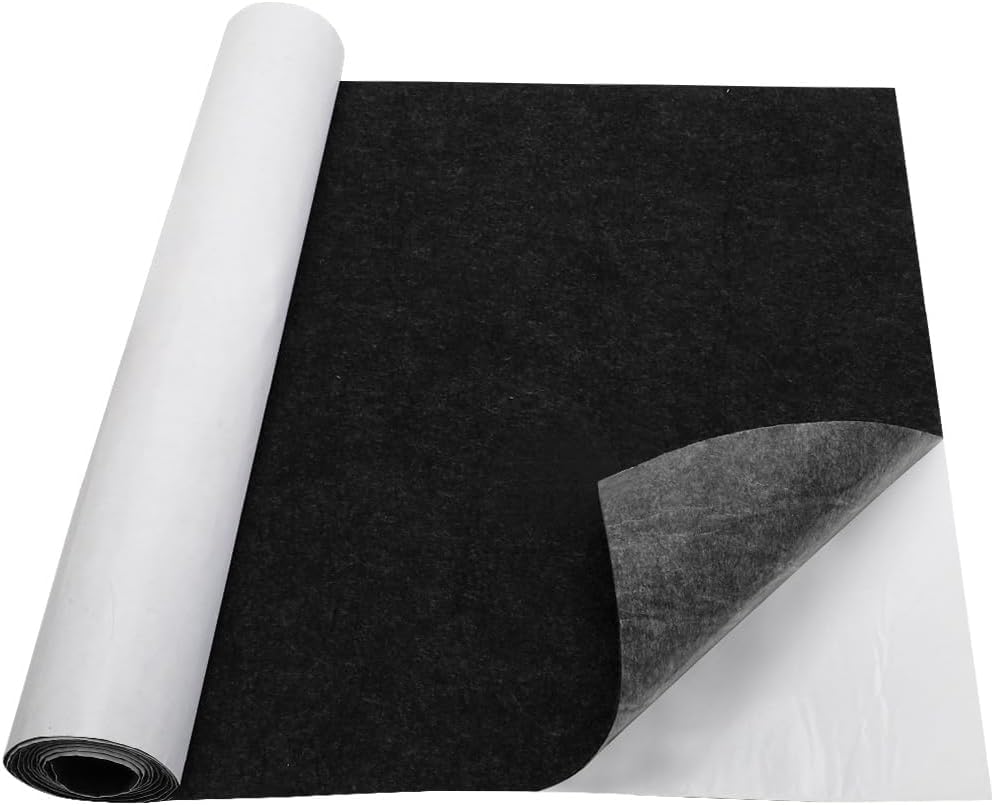LOMUG Filz Selbstklebend 3mm, 30x150cm Klebefilz Selbstklebend, Bespannstoff aus Filz, Selbstklebender Filzstoff Rollenware, Innenraumverkleidung Bastefilz für DIY Box Liner, Stühle,3mm Dicke, Schwarz