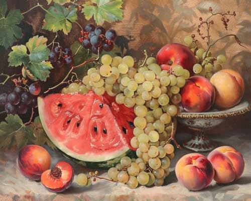 Peinture par numéros détente et loisir créatif motif prune et raisin