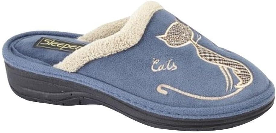 Boulevard Womens/Ladies Cat Motif Cuff Mule Slippers