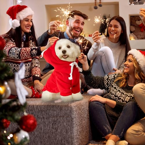 Hunde Weihnachtskostüm, Hundekostüm Weihnachten, Hundemantel für 4.5-8kg Groß Mittel Große Hundebekleidung Weihnachtsmütze, Weihnachtsmann Rentier Kostüm für Hunde, Weihnachtspullover Haustier Hoodie