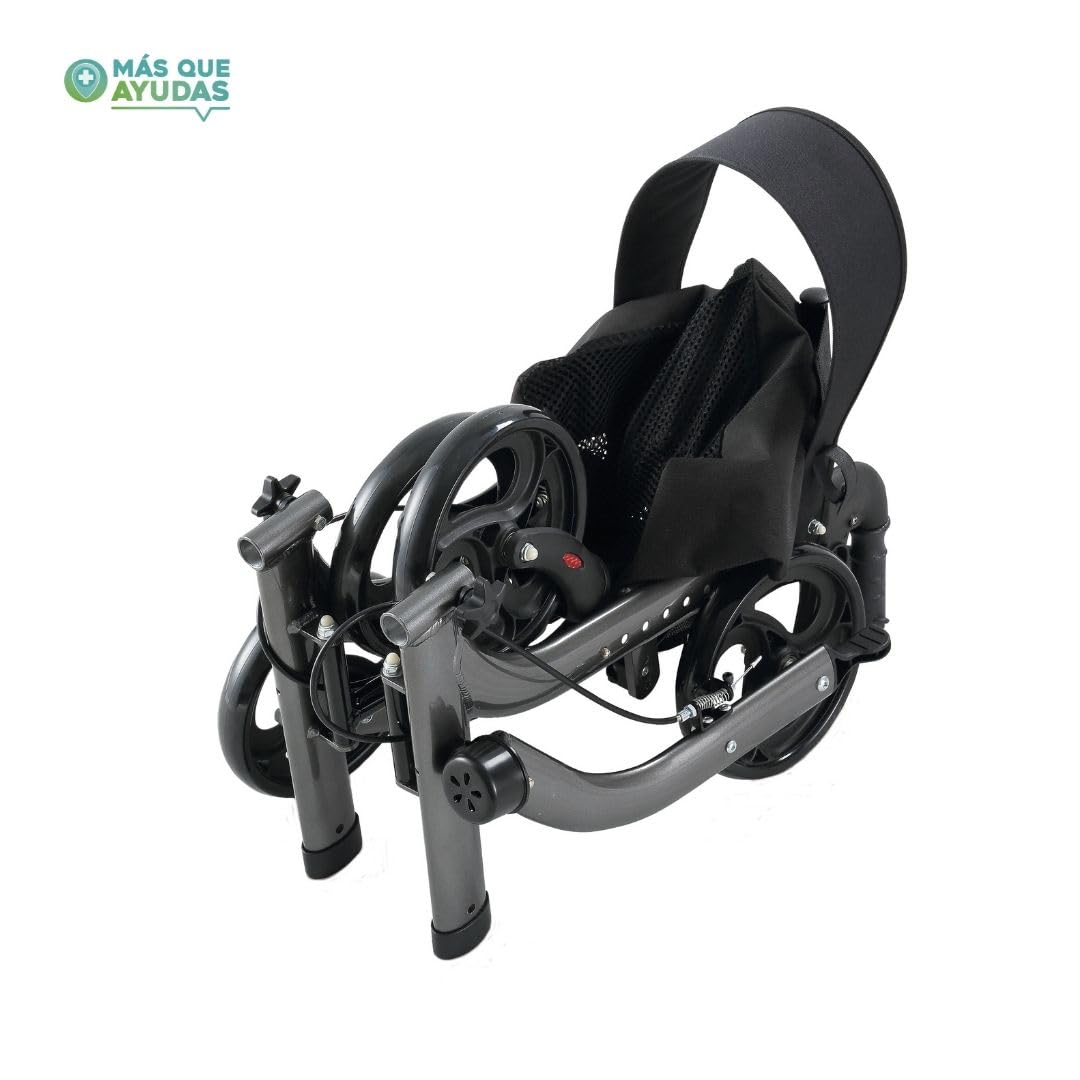 Andador Rollator para minusválidos de aluminio, diseño más moderno y una estructura más completa, ancianos, ligero, plegable, frenos manuales, con asiento, cesta y ruedas giratorias delanteras.
