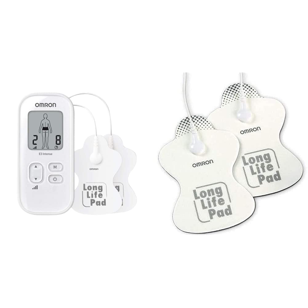 OMRON Tens E3 - Dispositivo para Alivio del Dolor, Tecnología de Triple Action Tens, Blanco + 2 Electrodos de Recambio