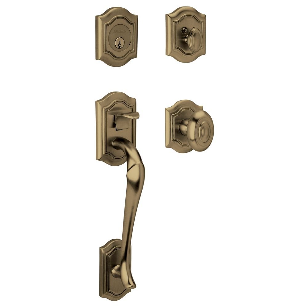 Baldwin Hardware 85327.050.ENTR Handle Set in Satin Brass/Black