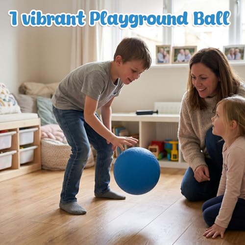 LovesTown Inflatable Playground Ball, 8.5 Inch Dodgeballs Blue Kickballs with Air Pump, for 4 Square Ball Games, Indoor & Outdoor Sports Toys, Stocking Stuffers for Kids - Thumbnail 4