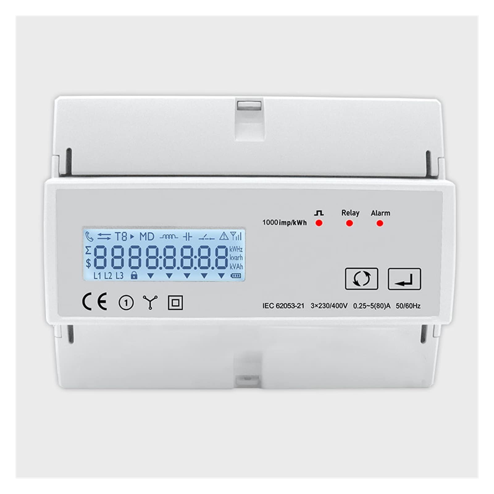 Contatore elettrico digitale, Smart Life TUYA Contatore di energia trifase 3 * 230V 50/60Hz Timer Misuratore di potenza TAC7321C Monitora e registra il consumo energetico