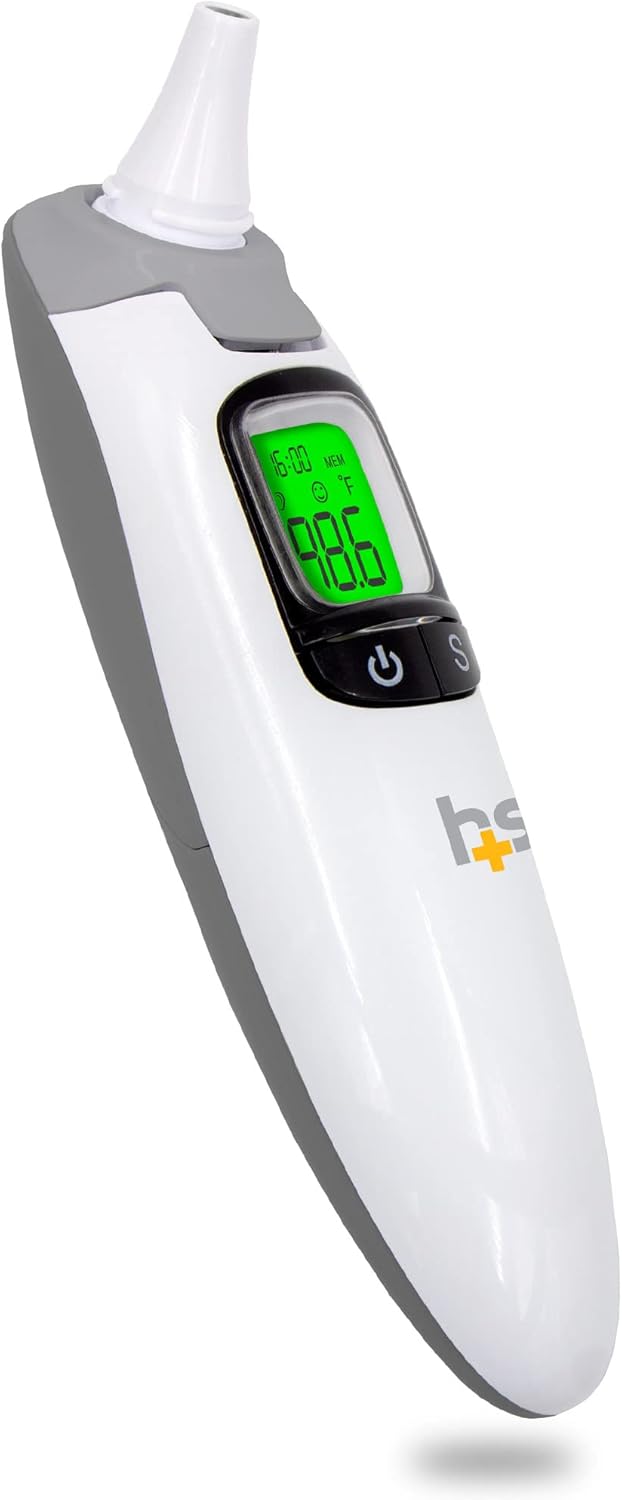 HealthSmart Talking Infrared Ear & Forehead Thermometer, No Probe Covers Needed, FSA & HSA Eligible, Visual Fever Alarm, Audio Readings in English & Spanish, Instant Scan (Pack of 100)