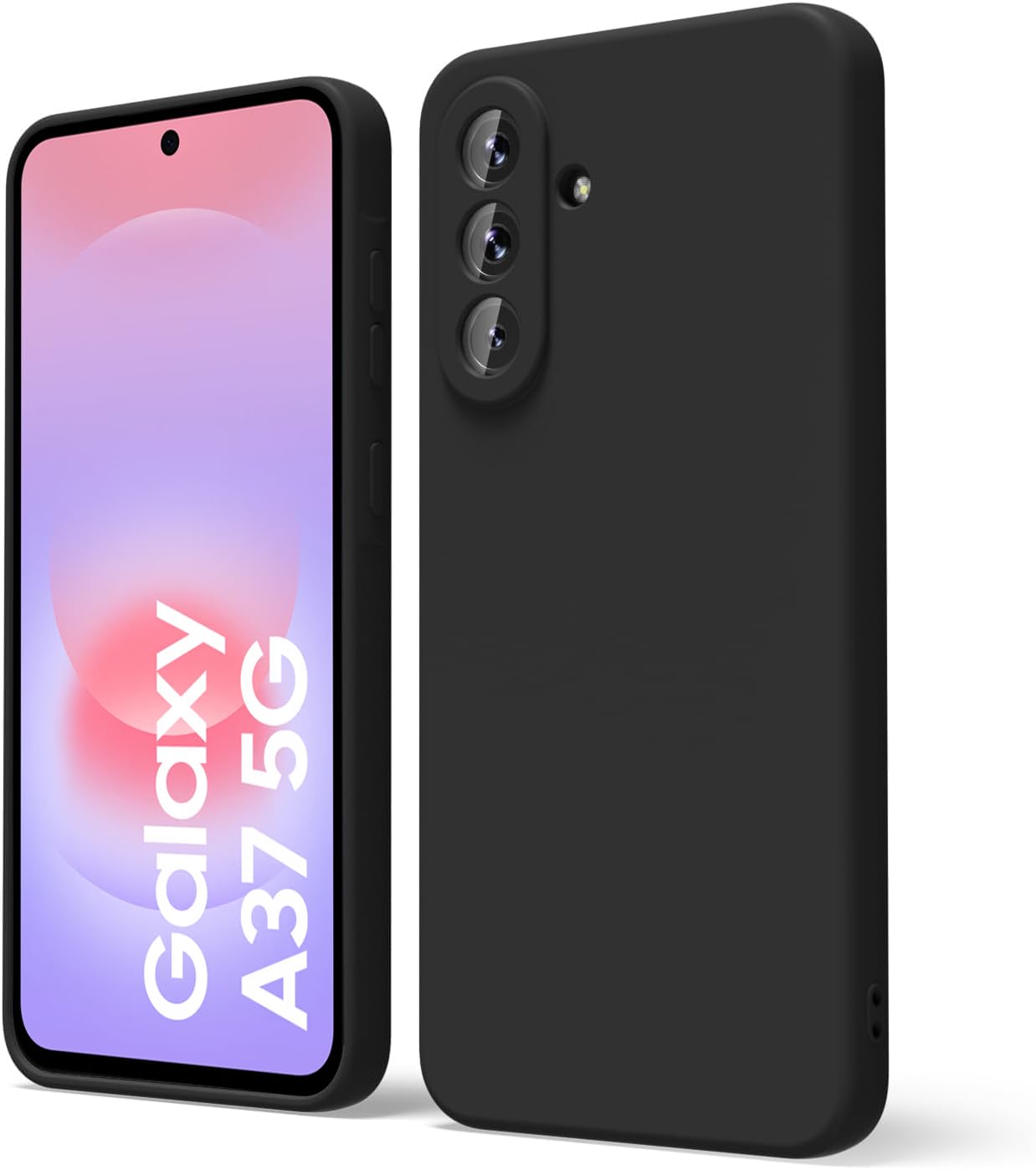 DIZORO Microfiber Candy Case Compatible for Samsung A37 5G Smooth Touch Cushion Liquid Soft Silicone Gel Rubber Phone Cases Non-Slip Full Body Protective Shockproof Back Cover (Black)-image-48