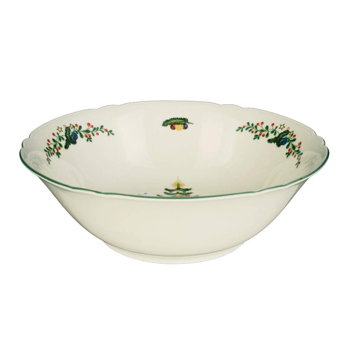 Saladier rond Seltmann Weiden Marieluise de 23 cm en porcelaine verte et blanche