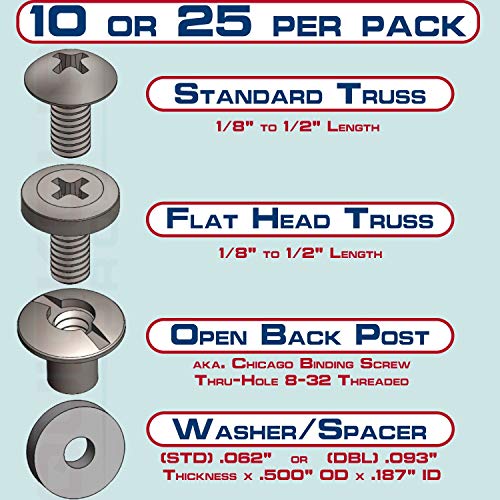 Quickclip Pro HU-XI-201 Black Chicago Screw - Thru Hole Binding Post Kit 1/8 thumb #1