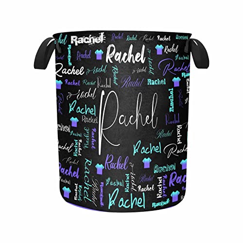 Personalized Hampers Black Custom Laundry Bag/Basket Basket with Name for Boys Girls Women Men Collapsible Storage Basket with Handle for Bedroom