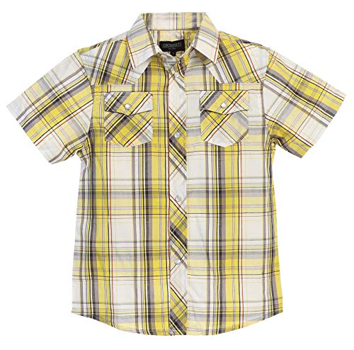 Image of Gioberti Boys Casual Western Plaid Pearl Snap-on Buttons Short Sleeve Shirt