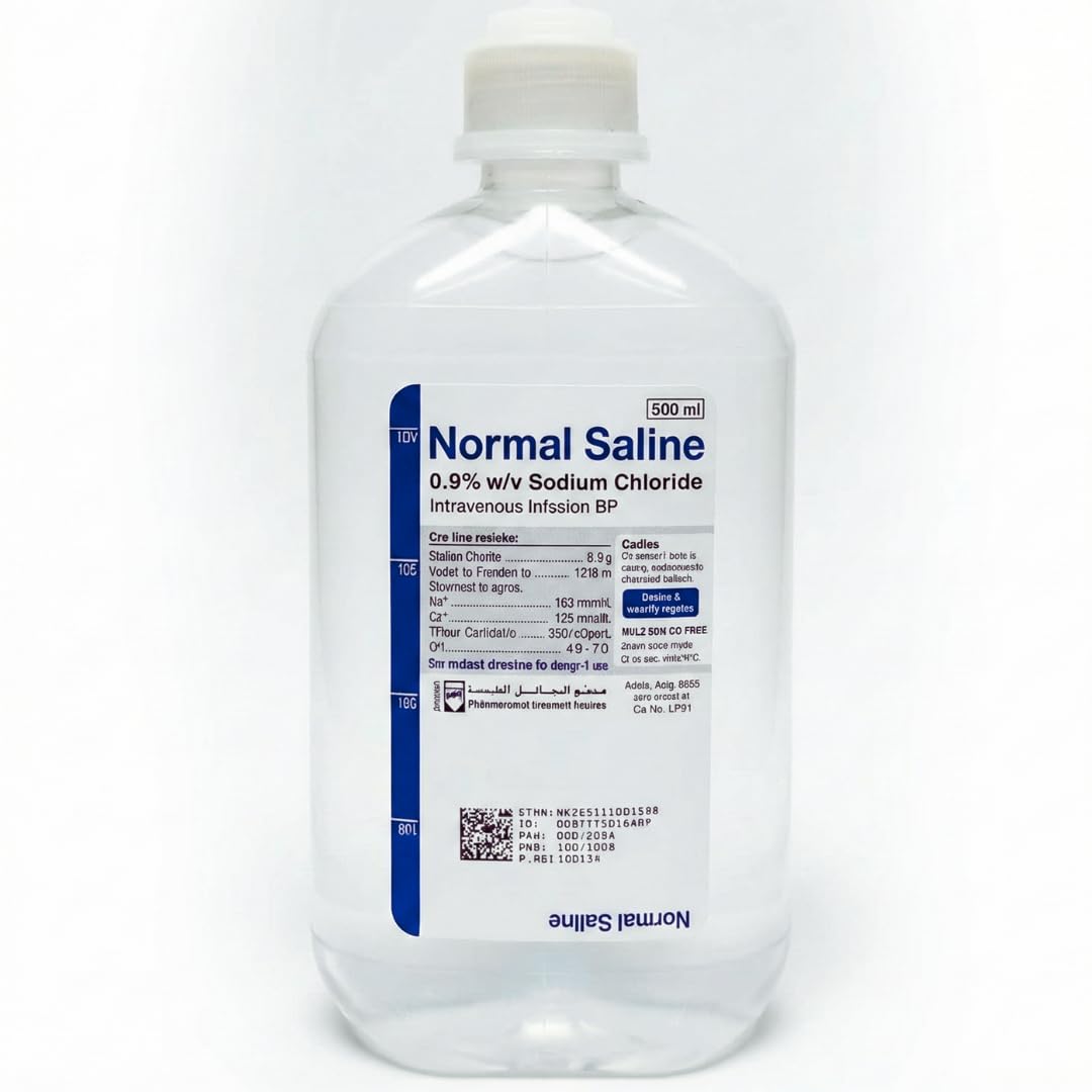 Saudi Normal Saline 0.9% w/v Sodium Chloride Intravenous Infusion BP 500ml 1pc