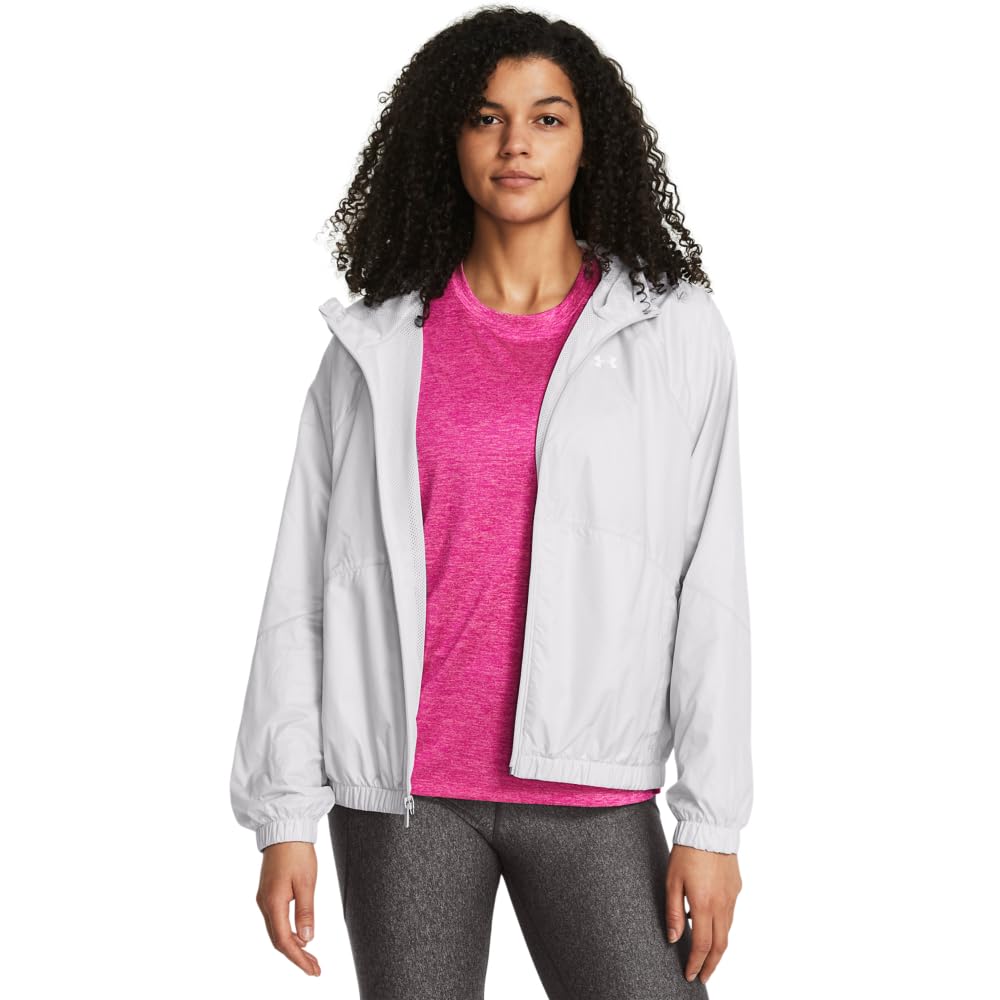 Under Armour Women's Halo Grey Rival Sport Windbreaker Jacket Outerwear L