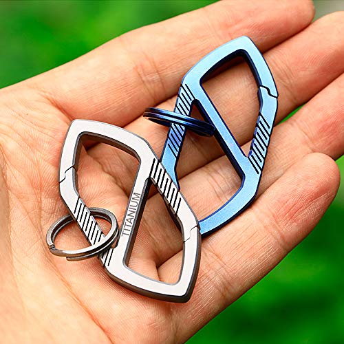 Chaveiro, Andoer Porta-chaves de liga de titânio ultraleve Carabiner Porta-chaves de liberação rápid