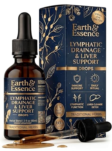 Earth & Essence Lymphatic Drainage Drops with Liver Support Botanical Liquid Blend with Herbal Extracts Daily Lymph Support & Fluid Balance Plant-Based Wellness Supplement 60ml