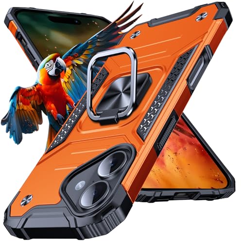 Image of Anqrp Heavy Duty Case for iPhone 17 Case with Enhanced Ring Holder Grip Stand, Military Grade Shockproof Rugged Drop Protective Silicone Hard Slim iPhone 17 Phone Case Cover,Orange