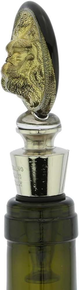 Glass Of Venice Murano Glass Lion Head Bottle Stopper - Black