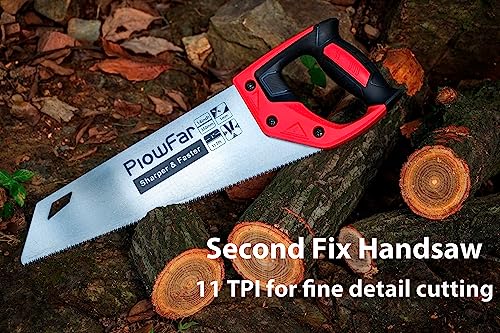 PLOWFAR 350mm Universal Hand Saw 11 TPI Fine Cut Wood Saw 14 inch for Woodworking, Red 2 PLOWFAR 350mm Universal Hand Saw 11 TPI Fine Cut Wood Saw 14 inch for Woodworking, Red - Image 2