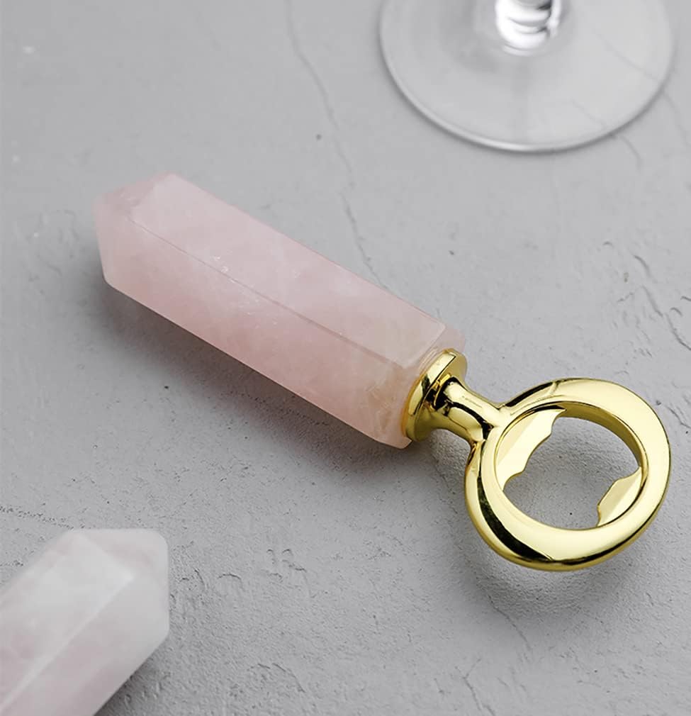 Natural Crystal Stone Shape Bottle Opener Creative Wine Beer Beverage Drinking Opener Bar Cute Fun Gadget Beer Kitchen Tools Barware (Pink-ZHU)