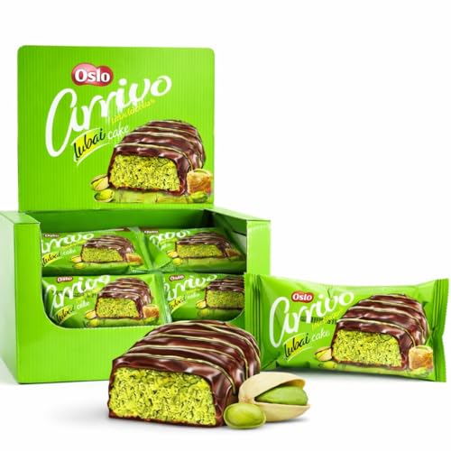 Dubai Cake – Pistachio Cream Filled Chocolate Cake Bars, 40 g Each (Pack of 12), Soft Sponge with Rich Pistachio Filling