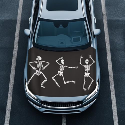 Image of Skeleton Car Hood Cover Sunshade Windshield Hood All Season Protection Outdoor Foldable Protective Cover, Universal for Cars