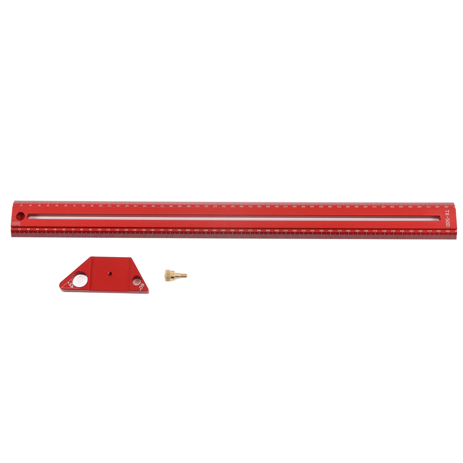 Jectse Rigno di Binari a T WOOD PERCOLA Portante in Alluminio in Alluminio Multifunzionale di Misurazione del Legno di Misurazione per Carpentieri-rosso (50 cm)