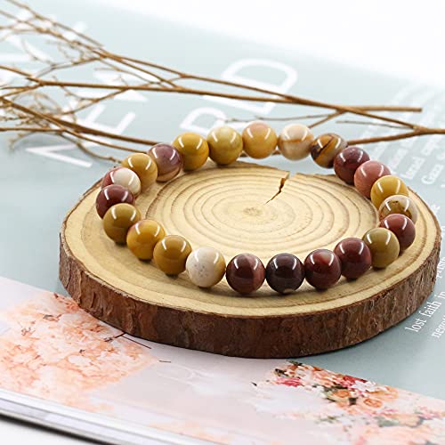 Image of Clearain Natural Gemstones Bracelet 8mm Chakra Round Beads Energy Power Crystal Reiki Healing Elastic Stretch 7 Inch for Women Men Unisex
